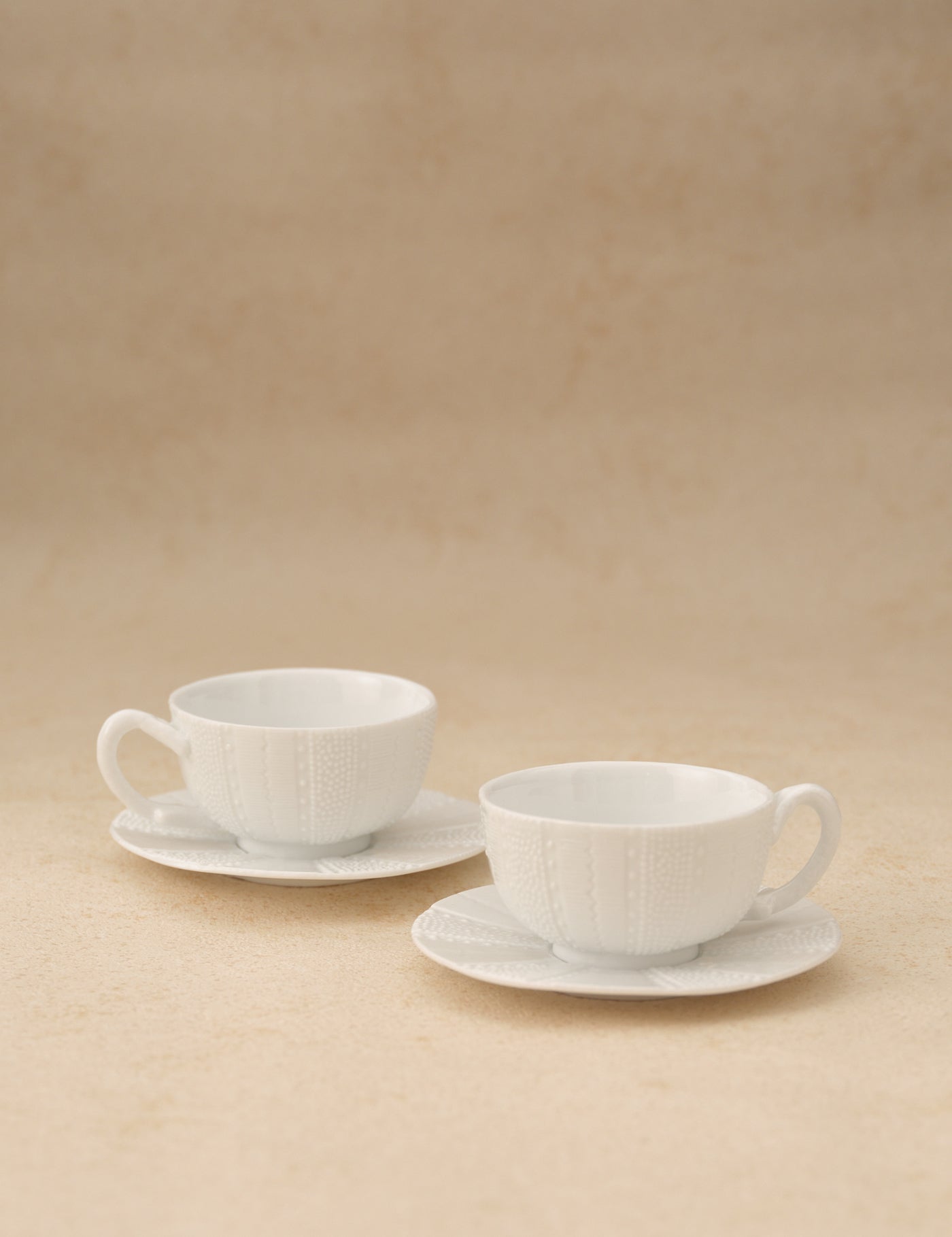 Paris Royal SET OF 2 WHITE PORCELAIN CUPS AND SAUCERS