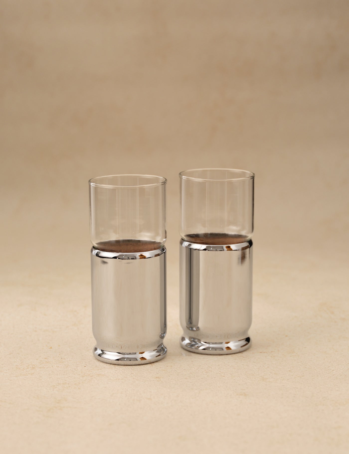 Hellerware CHROME and CORK SLEEVED GLASS TUMBLER