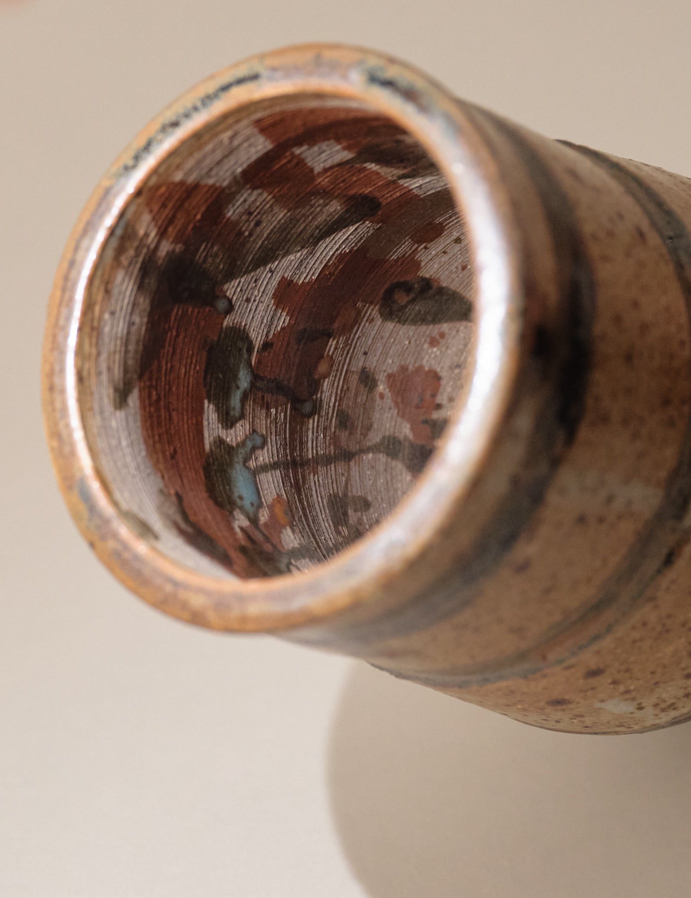 Studio Art Pottery HEAVY VASE SIGNED IN EARTH TONES