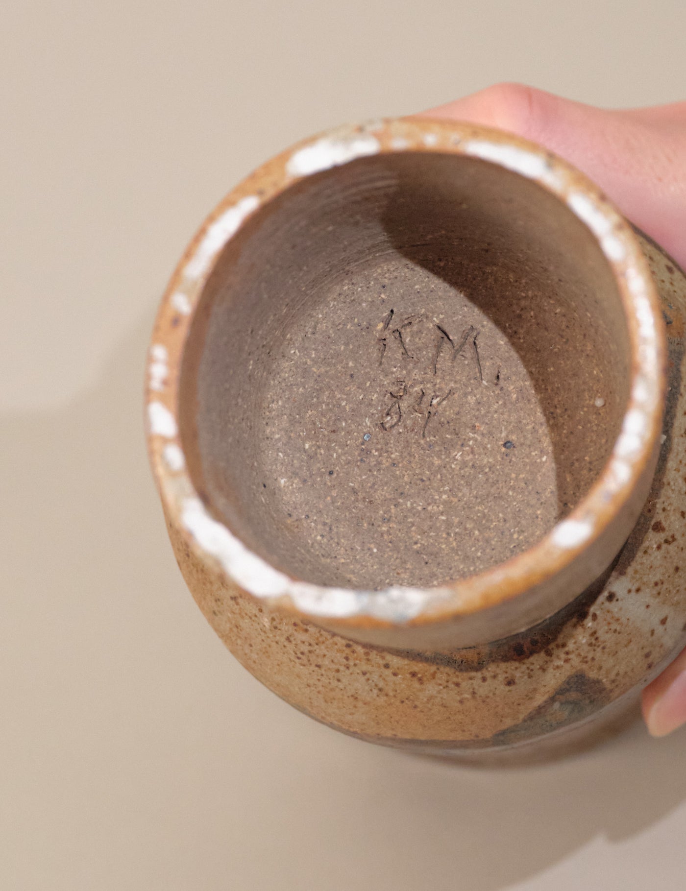 Studio Art Pottery HEAVY VASE SIGNED IN EARTH TONES