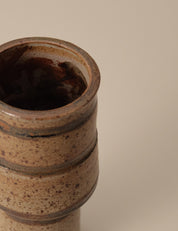 Studio Art Pottery HEAVY VASE SIGNED IN EARTH TONES