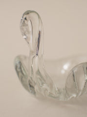 GLASS SWAN TRINKET DISH DUO