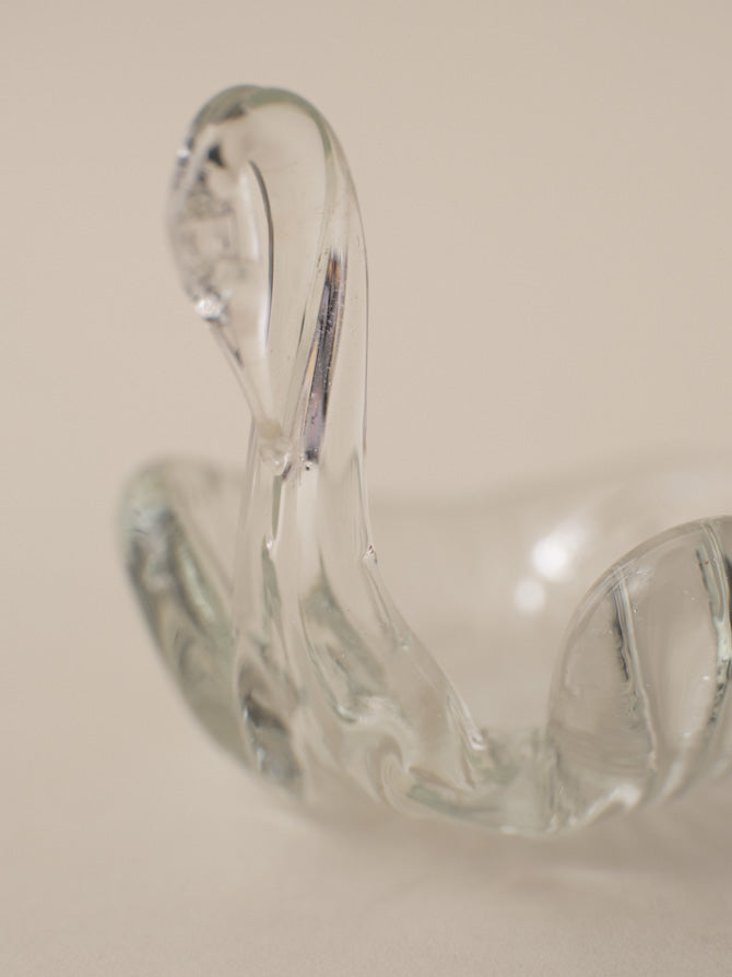 GLASS SWAN TRINKET DISH DUO