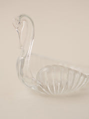 GLASS SWAN TRINKET DISH DUO