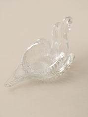 GLASS SWAN TRINKET DISH DUO
