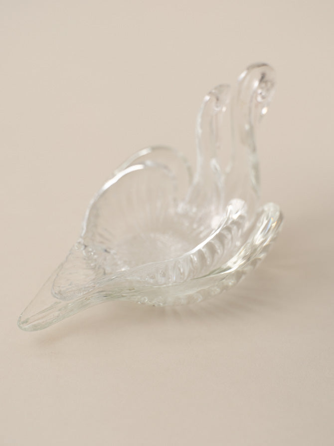 GLASS SWAN TRINKET DISH DUO