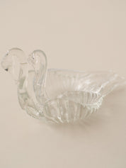 GLASS SWAN TRINKET DISH DUO