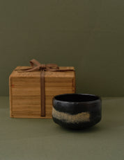 BLACK RAKU WARE BOWL WITH BOX