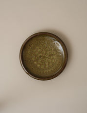 IMPRESSED FLORAL PATTERN GREEN PLATE