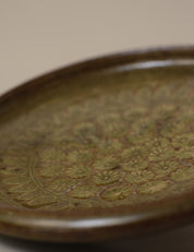 IMPRESSED FLORAL PATTERN GREEN PLATE