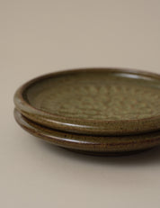 IMPRESSED FLORAL PATTERN GREEN PLATE