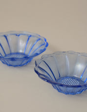 PRESSED GLASS BOWL PAIR IN TWO BLUE TONES