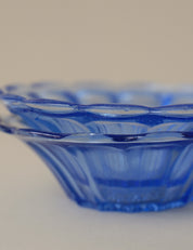 PRESSED GLASS BOWL PAIR IN TWO BLUE TONES