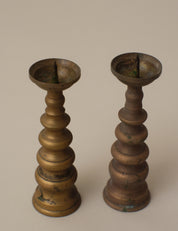 PAIR OF BRASS CANDLESTICKS FOR BUDDHIST ALTER