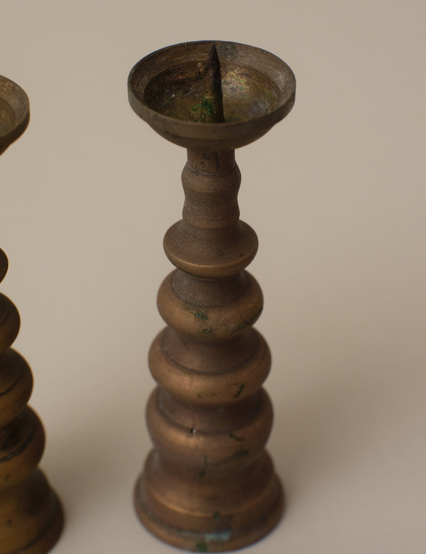 PAIR OF BRASS CANDLESTICKS FOR BUDDHIST ALTER