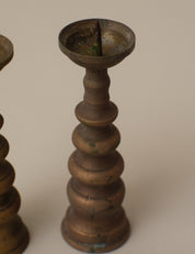 PAIR OF BRASS CANDLESTICKS FOR BUDDHIST ALTER