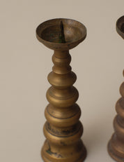 PAIR OF BRASS CANDLESTICKS FOR BUDDHIST ALTER