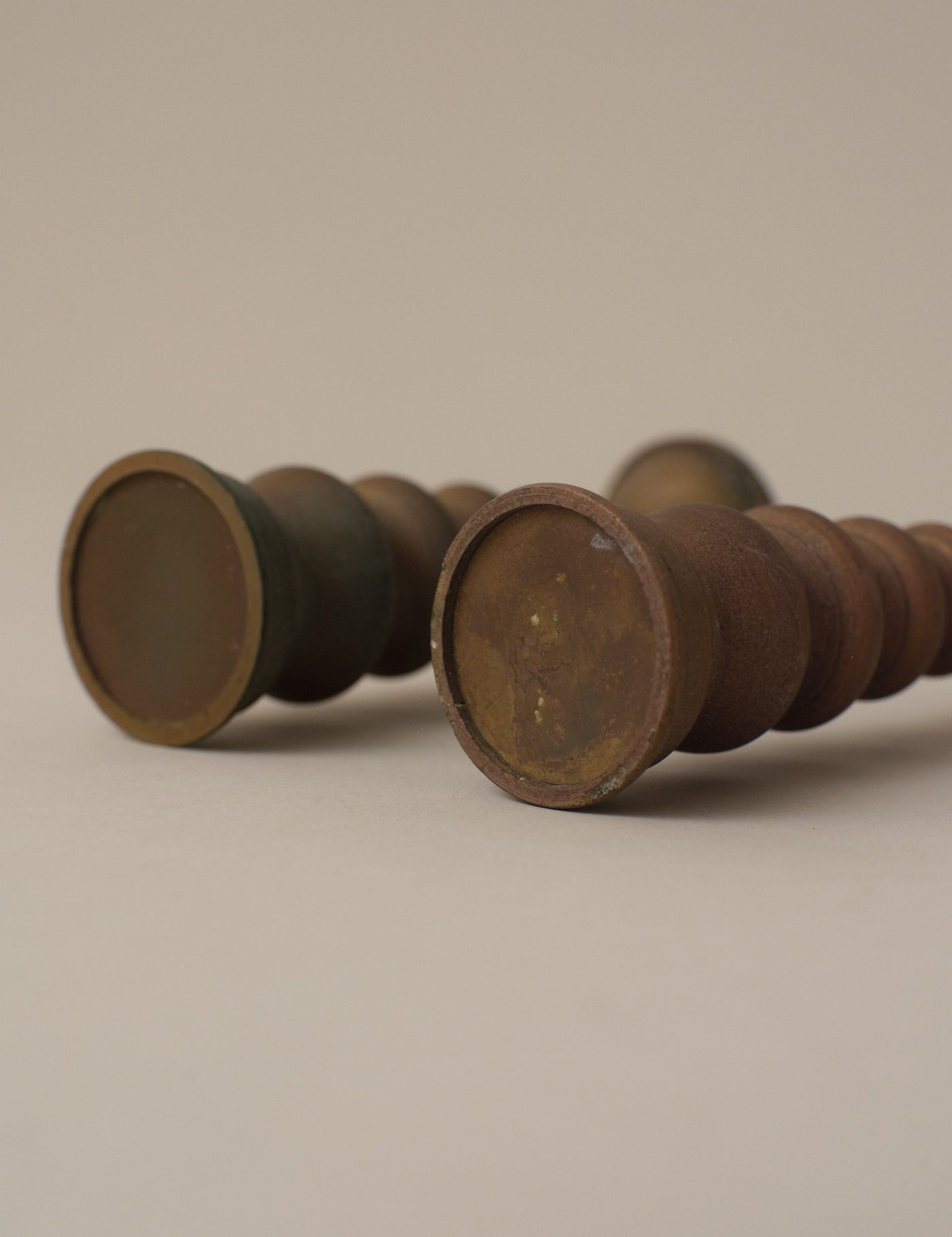 PAIR OF BRASS CANDLESTICKS FOR BUDDHIST ALTER