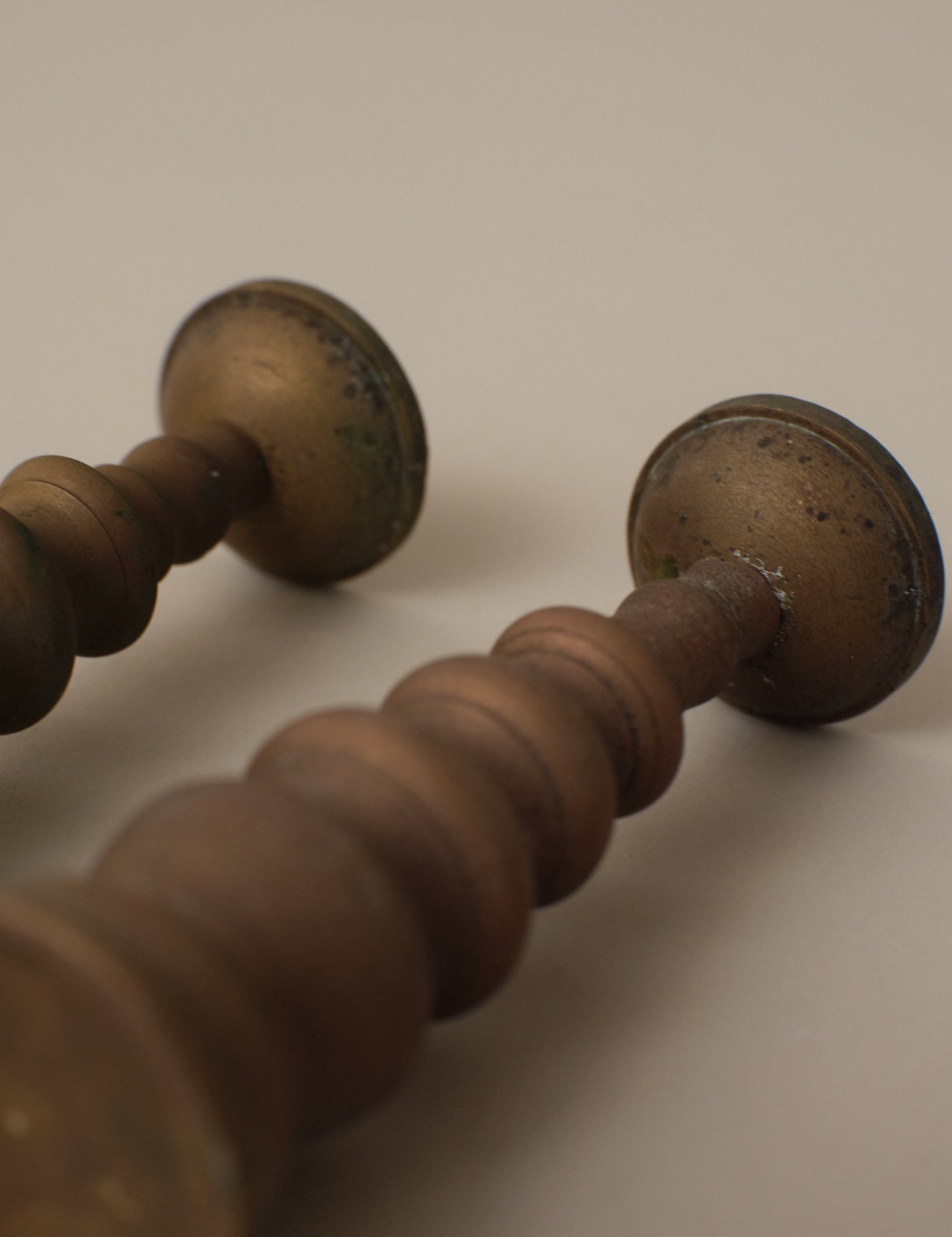 PAIR OF BRASS CANDLESTICKS FOR BUDDHIST ALTER