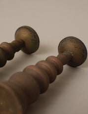 PAIR OF BRASS CANDLESTICKS FOR BUDDHIST ALTER