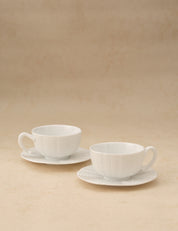 Paris Royal SET OF 2 WHITE PORCELAIN CUPS AND SAUCERS