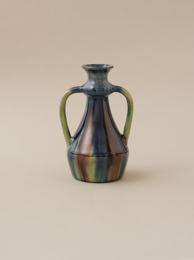 DOUBLE HANDLED GLAZED ART VASE