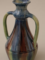 DOUBLE HANDLED GLAZED ART VASE