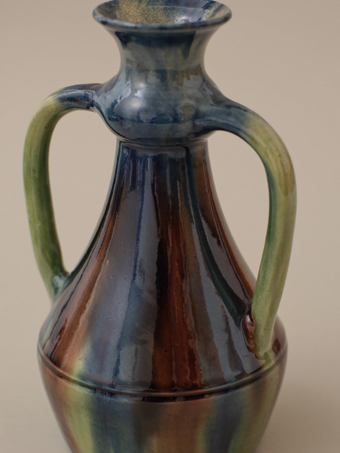 DOUBLE HANDLED GLAZED ART VASE
