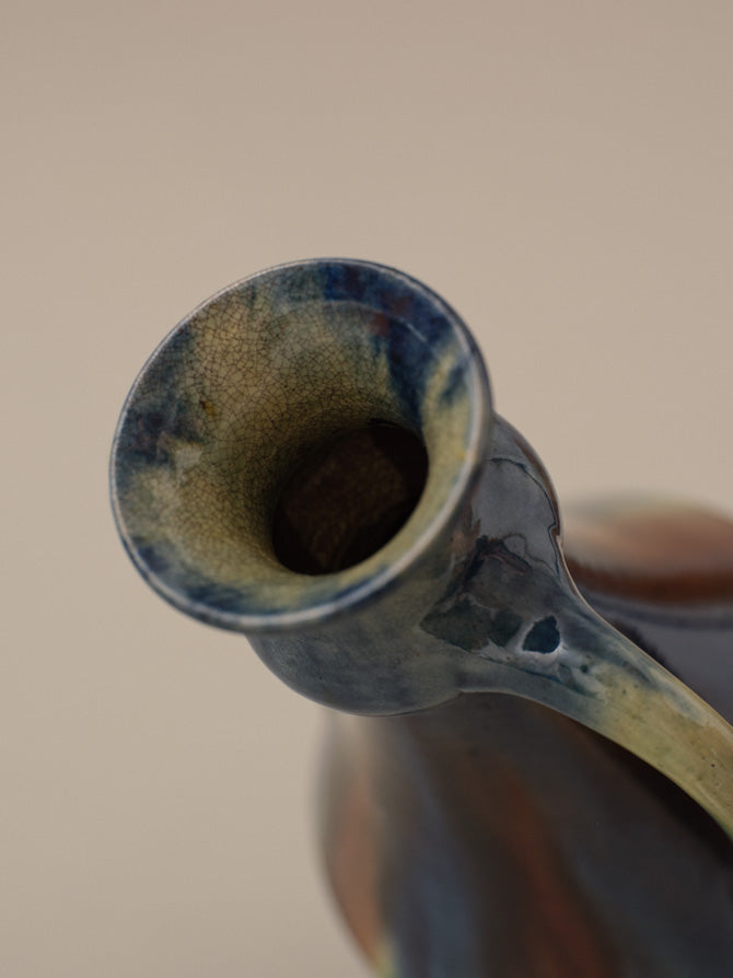 DOUBLE HANDLED GLAZED ART VASE