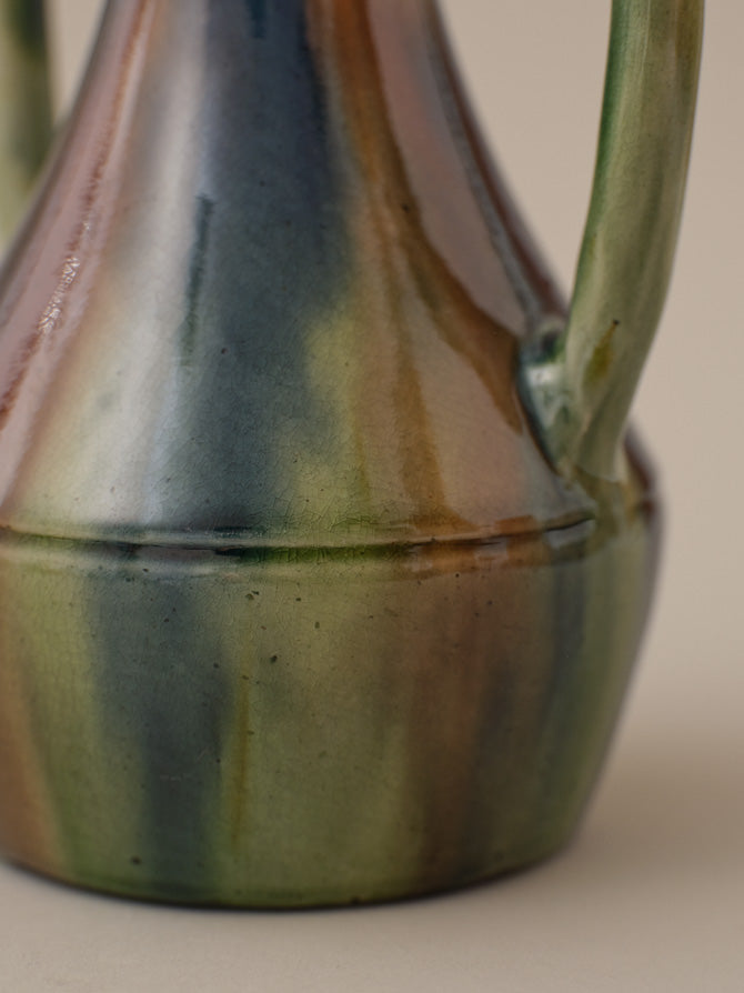 DOUBLE HANDLED GLAZED ART VASE
